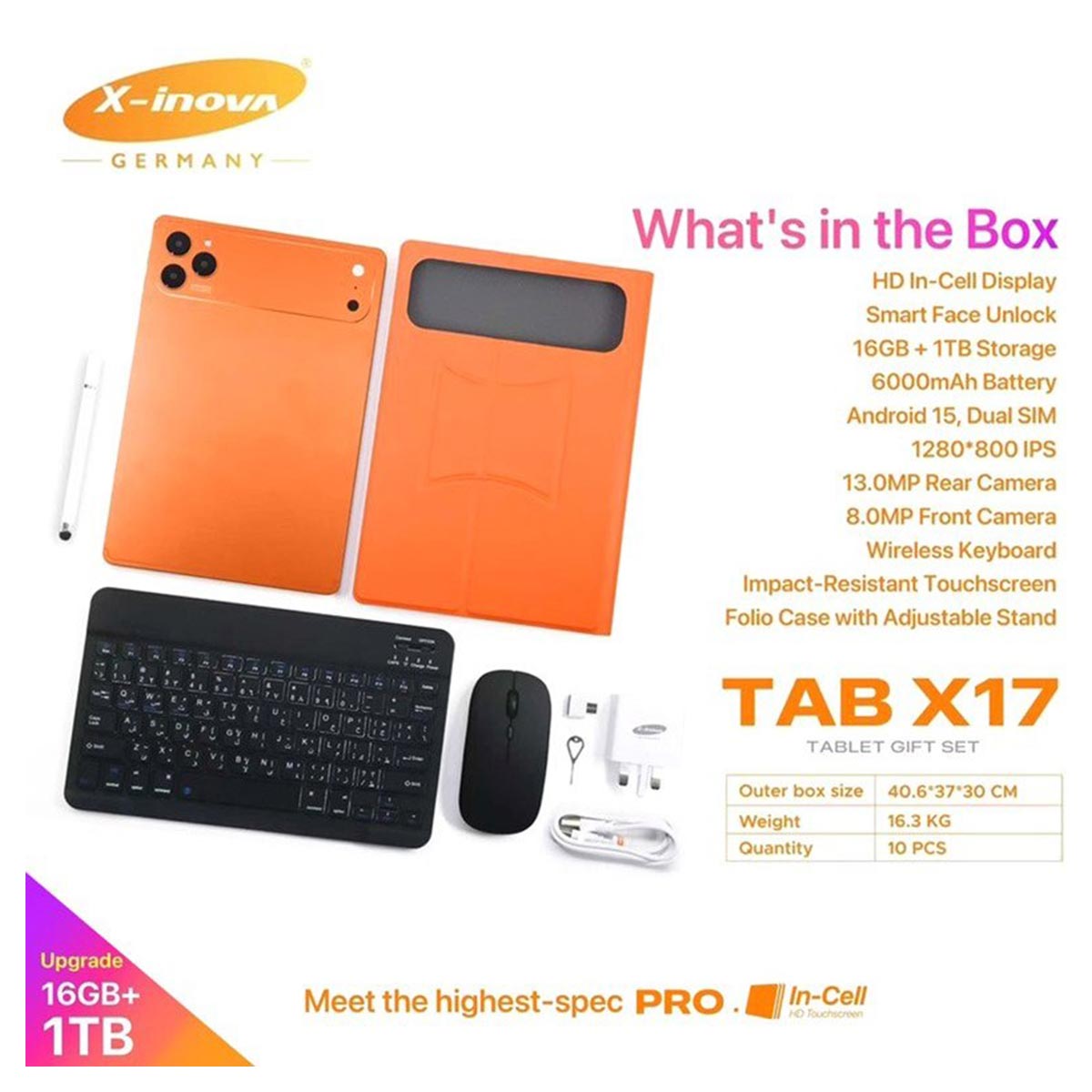 تبلت لپ تاپ شو x-inova مدل tab X17 رم 4 حافظه 64 گیگابایت پک کامل (ماوس، کیبورد، گلس و ..) 1 تبلت x-inova مدل tab X17 رم 4 حافظه 64 گیگابایت